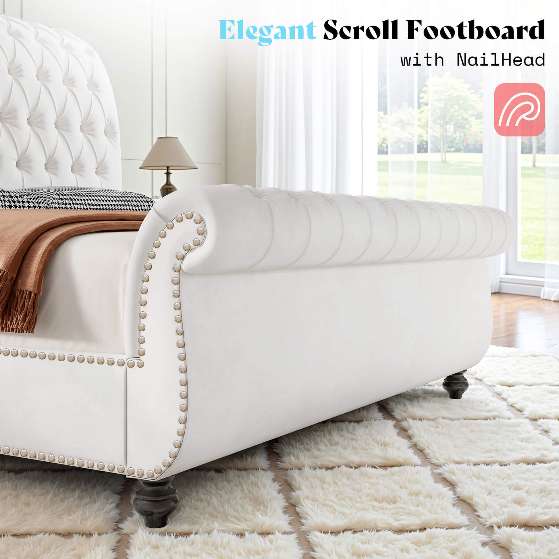 Windsor Sleigh Bed Frame -White