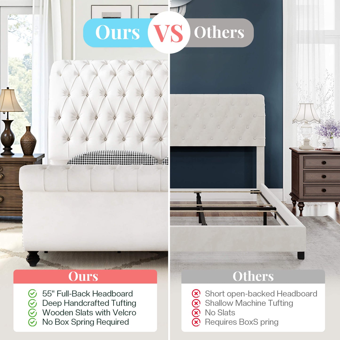 Windsor Sleigh Bed Frame -White