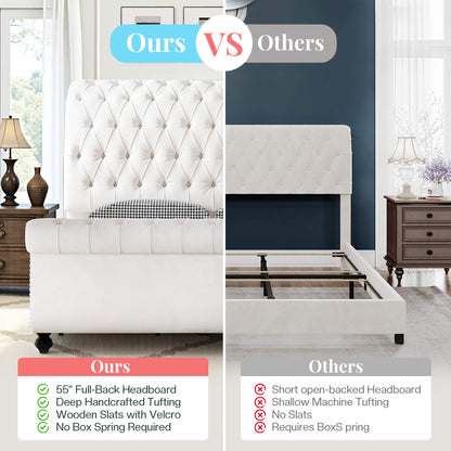 Windsor Sleigh Bed Frame -White