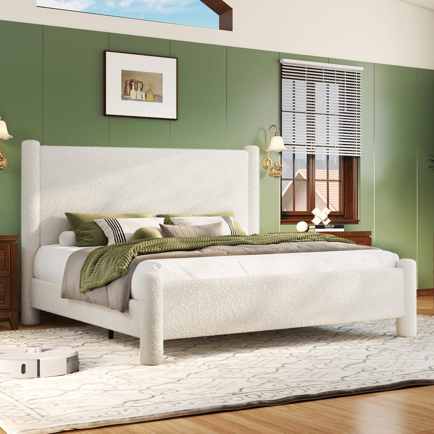 Clouds Boucle Upholstered Bed Frame Amerlife