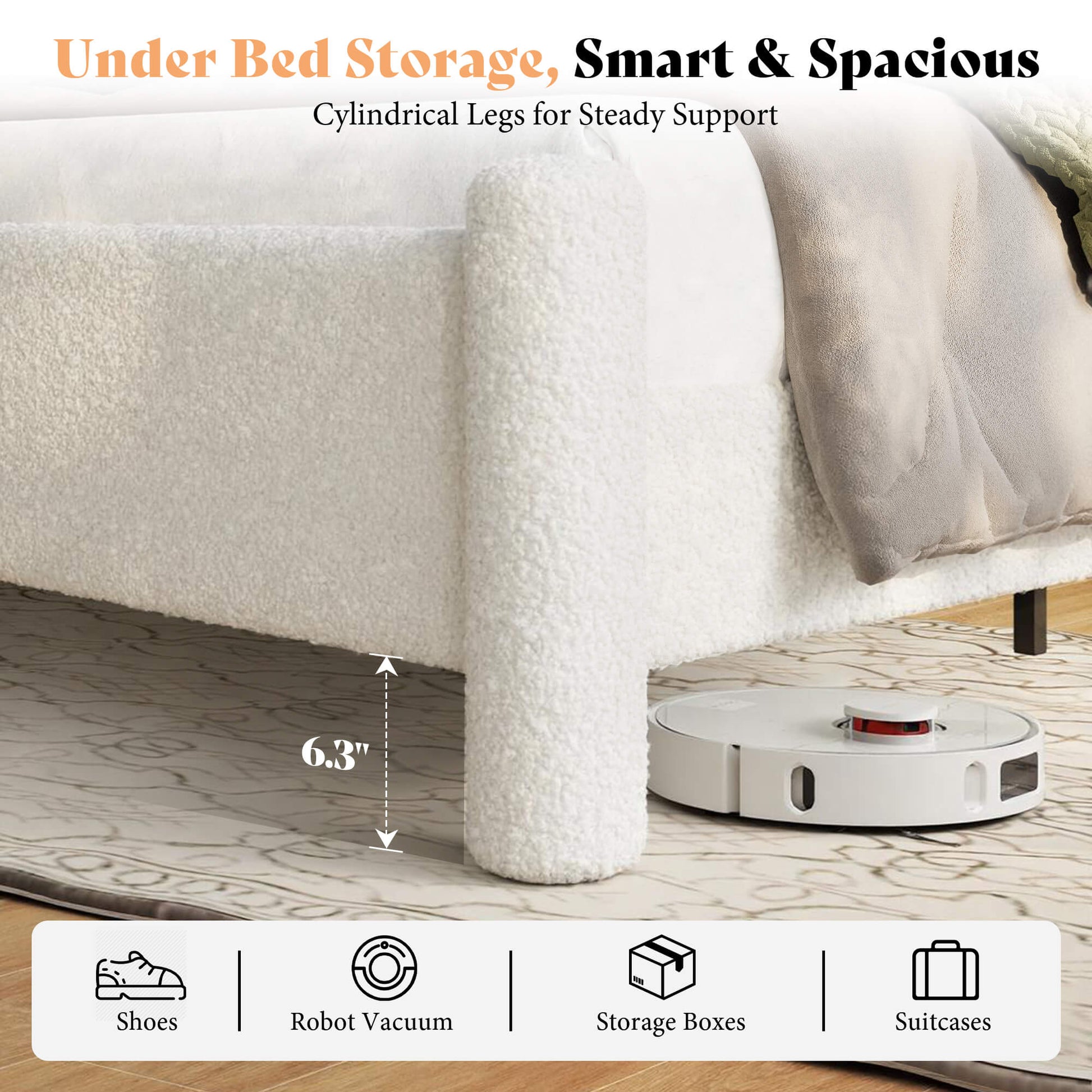 Clouds Boucle Upholstered Bed Frame Amerlife