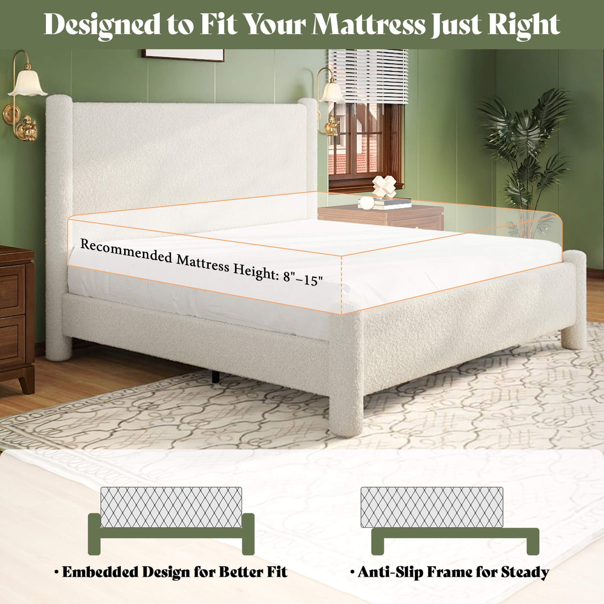 Clouds Boucle Upholstered Bed Frame Amerlife