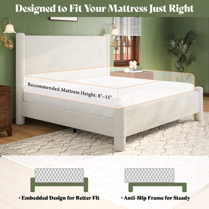 Clouds Boucle Upholstered Bed Frame Amerlife