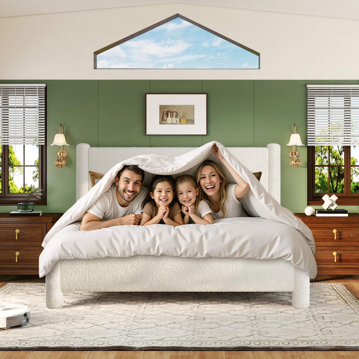 Clouds Boucle Upholstered Bed Frame Amerlife