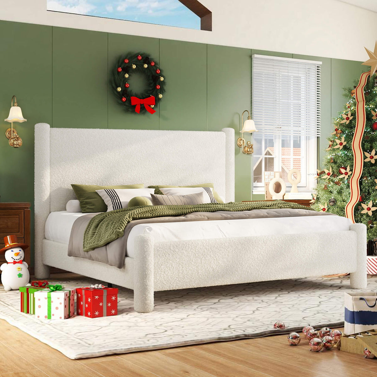 Clouds Boucle Upholstered Bed Frame Amerlife