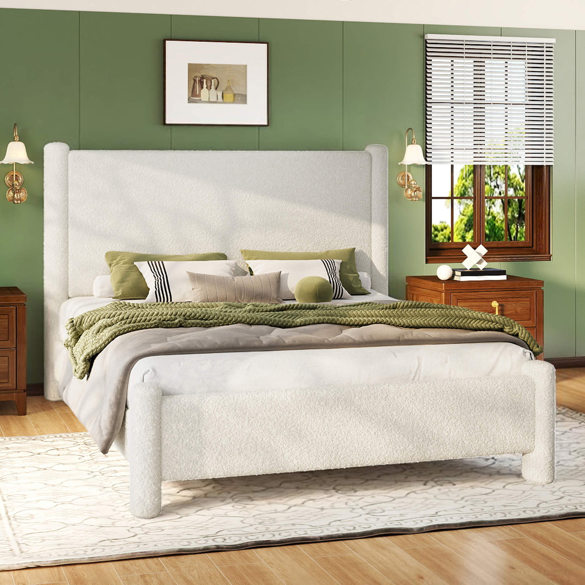 Clouds Boucle Upholstered Bed Frame Amerlife