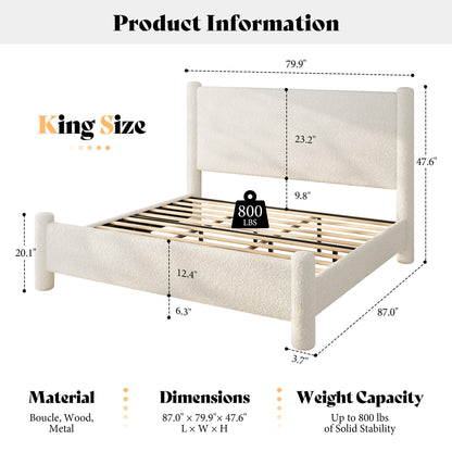 Clouds Boucle Upholstered Bed Frame Amerlife