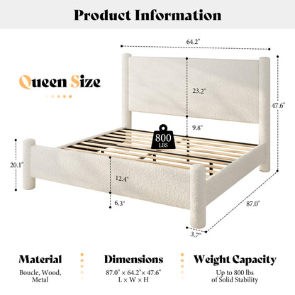 Clouds Boucle Upholstered Bed Frame Amerlife