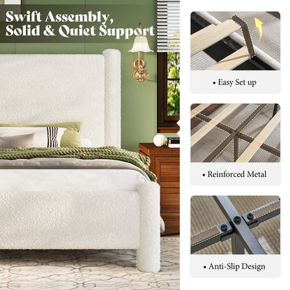 Clouds Boucle Upholstered Bed Frame Amerlife