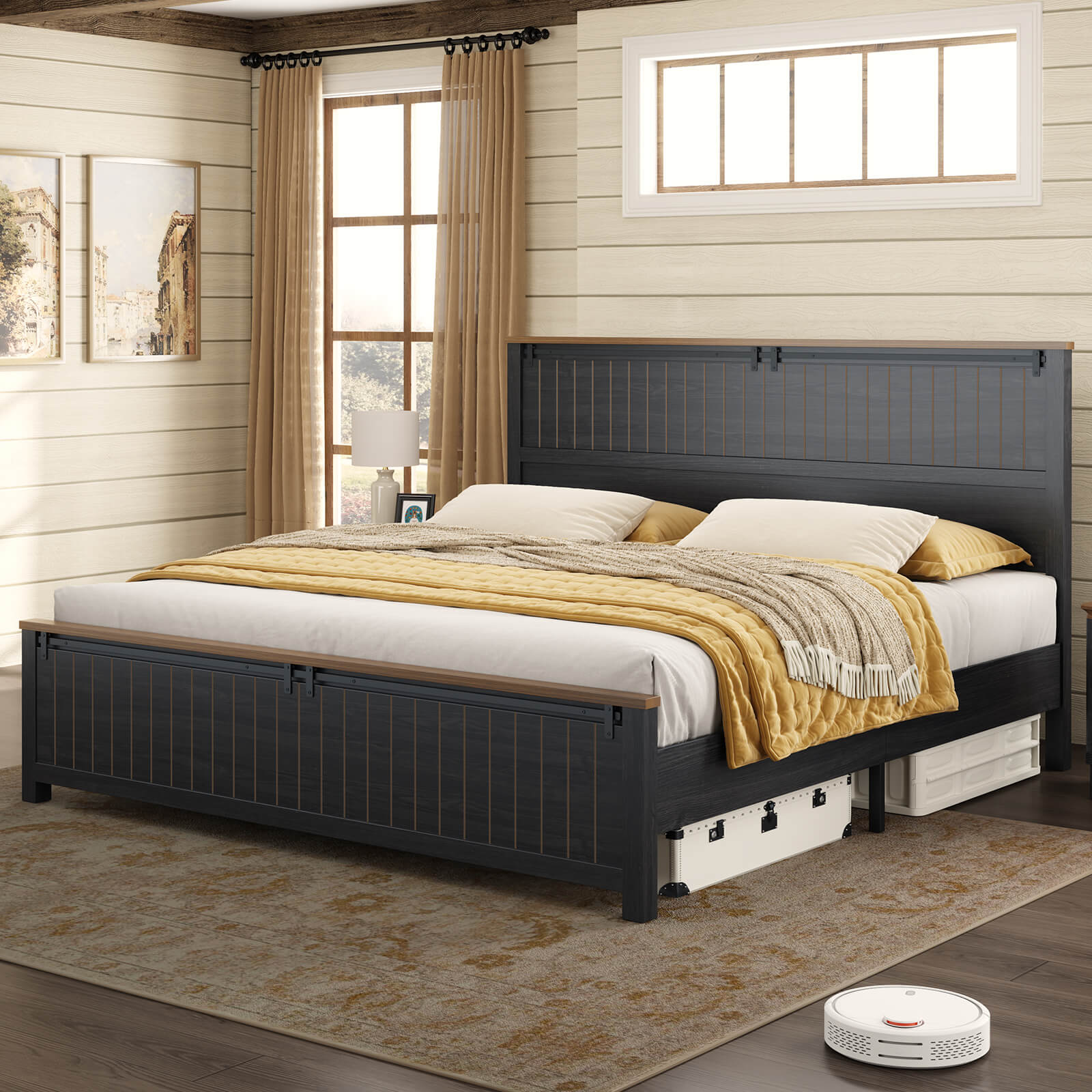 Tennyson Storage Wooden Bed Frame-King(Black)