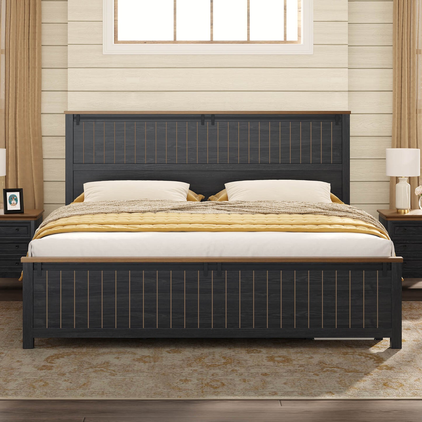 Tennyson Storage Wooden Bed Frame-King(Black)