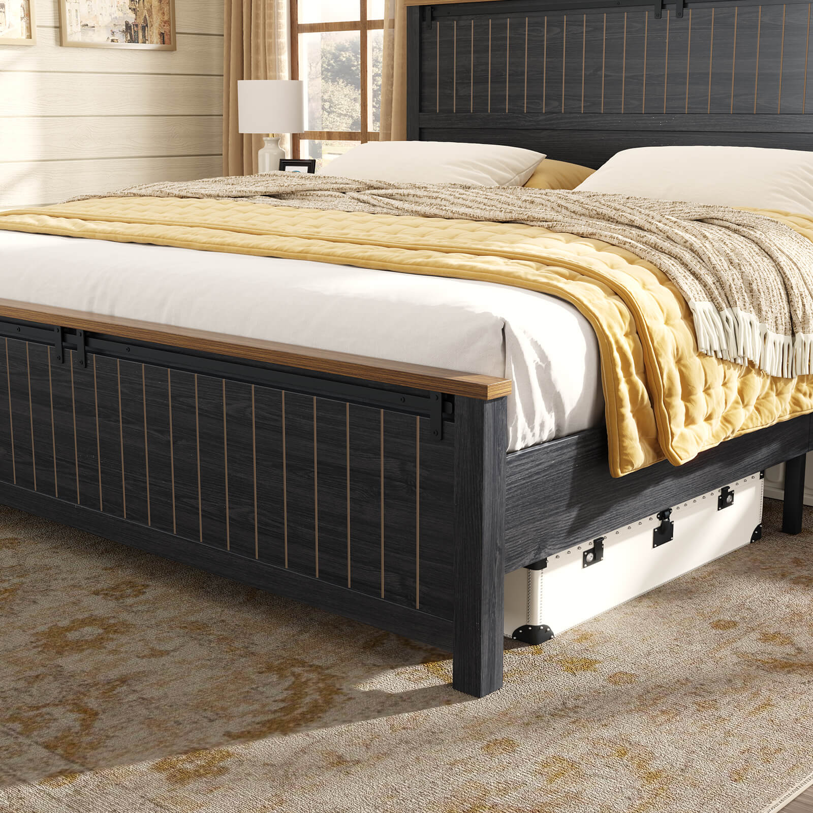 Tennyson Storage Wooden Bed Frame-King(Black)