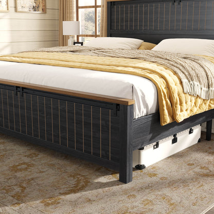 Tennyson Storage Wooden Bed Frame-King(Black)