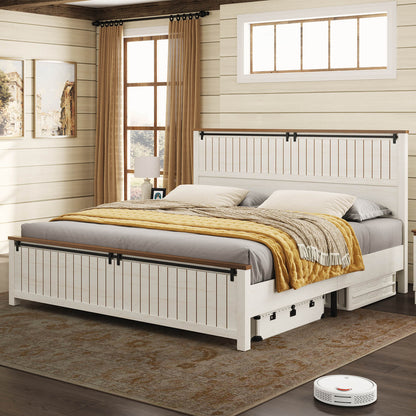 Tennyson Storage Wooden Bed Frame-King(White)