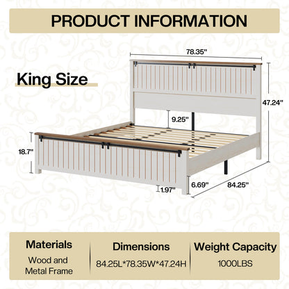 Tennyson Storage Wooden Bed Frame-King(White)