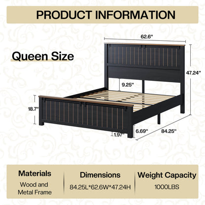 Tennyson Storage Wooden Bed Frame-Queen(Black)