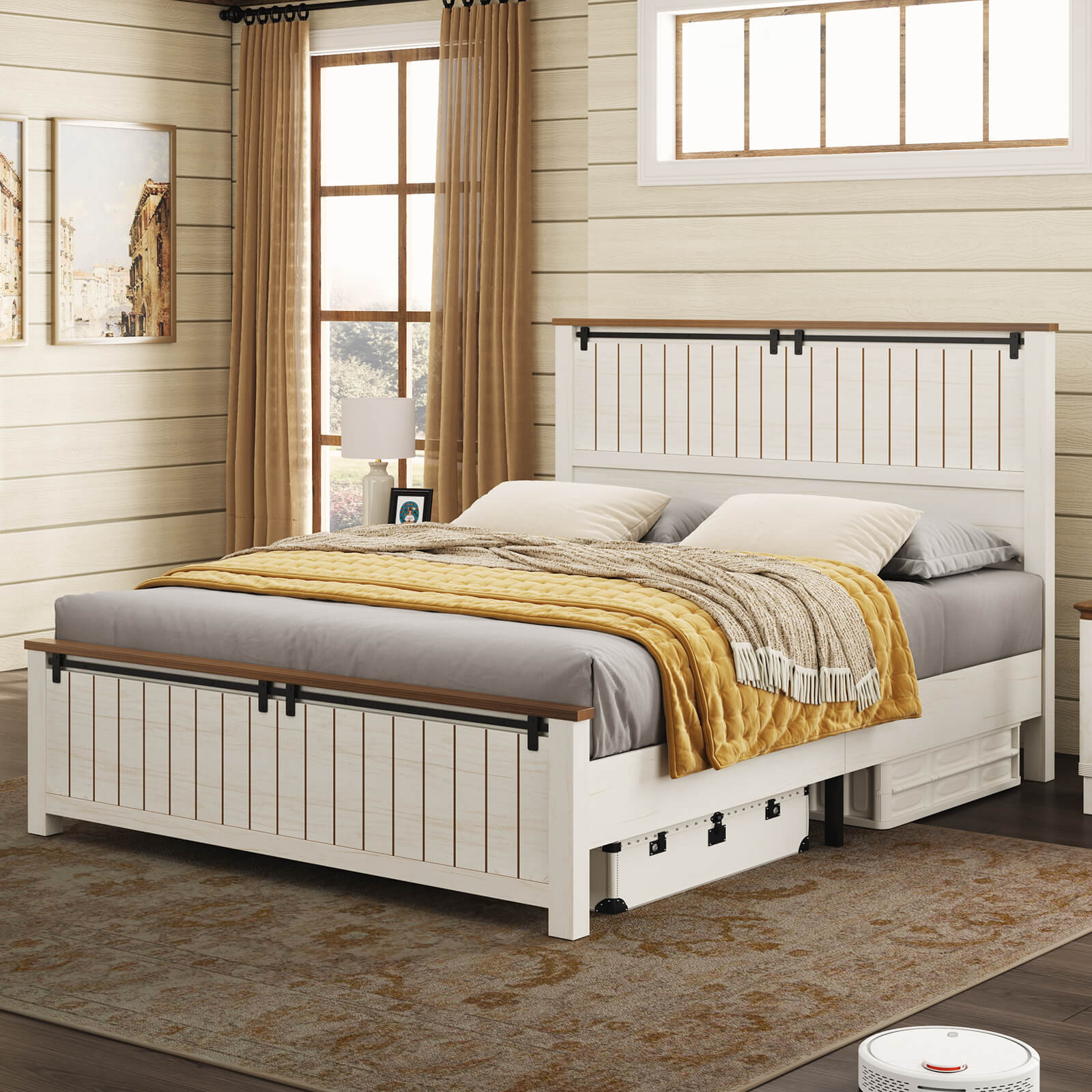 Tennyson Storage Wooden Bed Frame-Full(White)