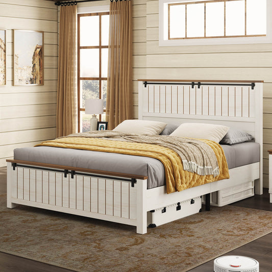 Tennyson Storage Wooden Bed Frame-Full(White)