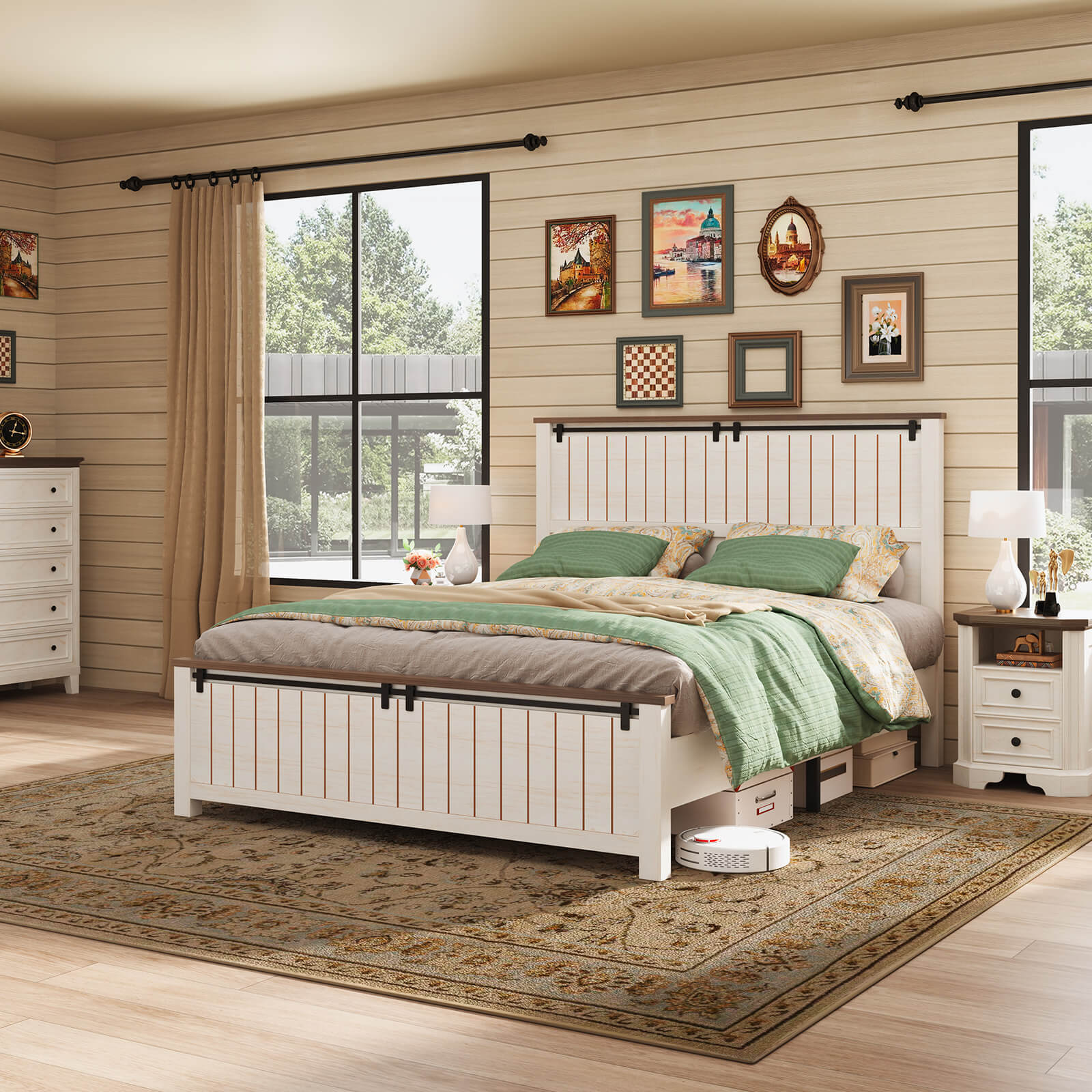 Tennyson Storage Wooden Bed Frame-Full(White)