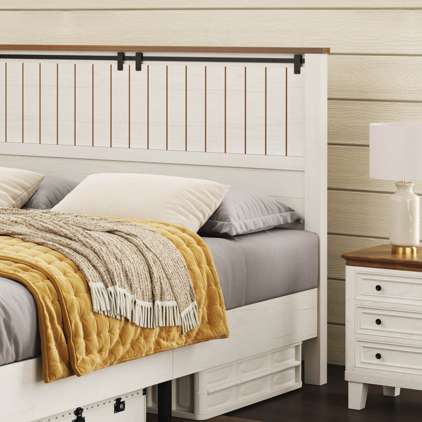 Tennyson Storage Wooden Bed Frame-Queen(White)