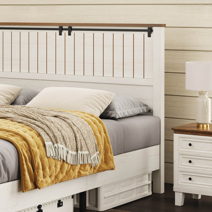 Tennyson Storage Wooden Bed Frame-Queen(White)