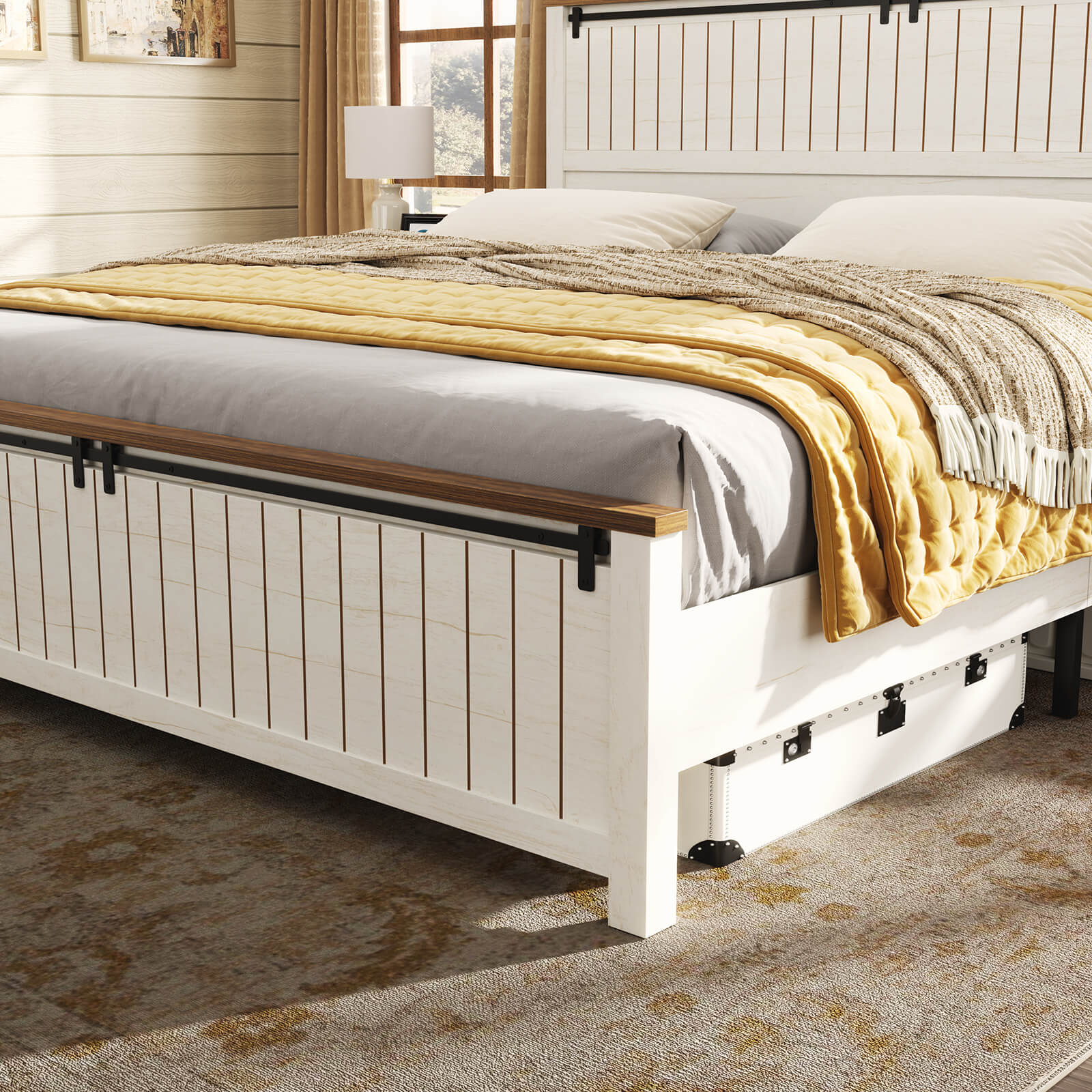 Tennyson Storage Wooden Bed Frame-Full(White)