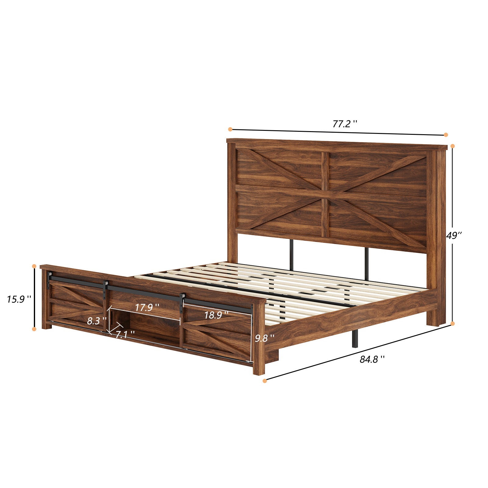 Barrow Bed Frame - King / Red Brown