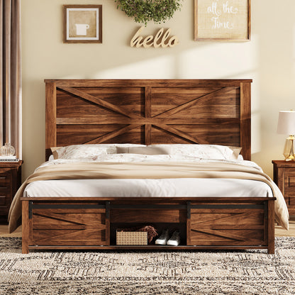 Barrow Bed Frame - Queen / Red Brown