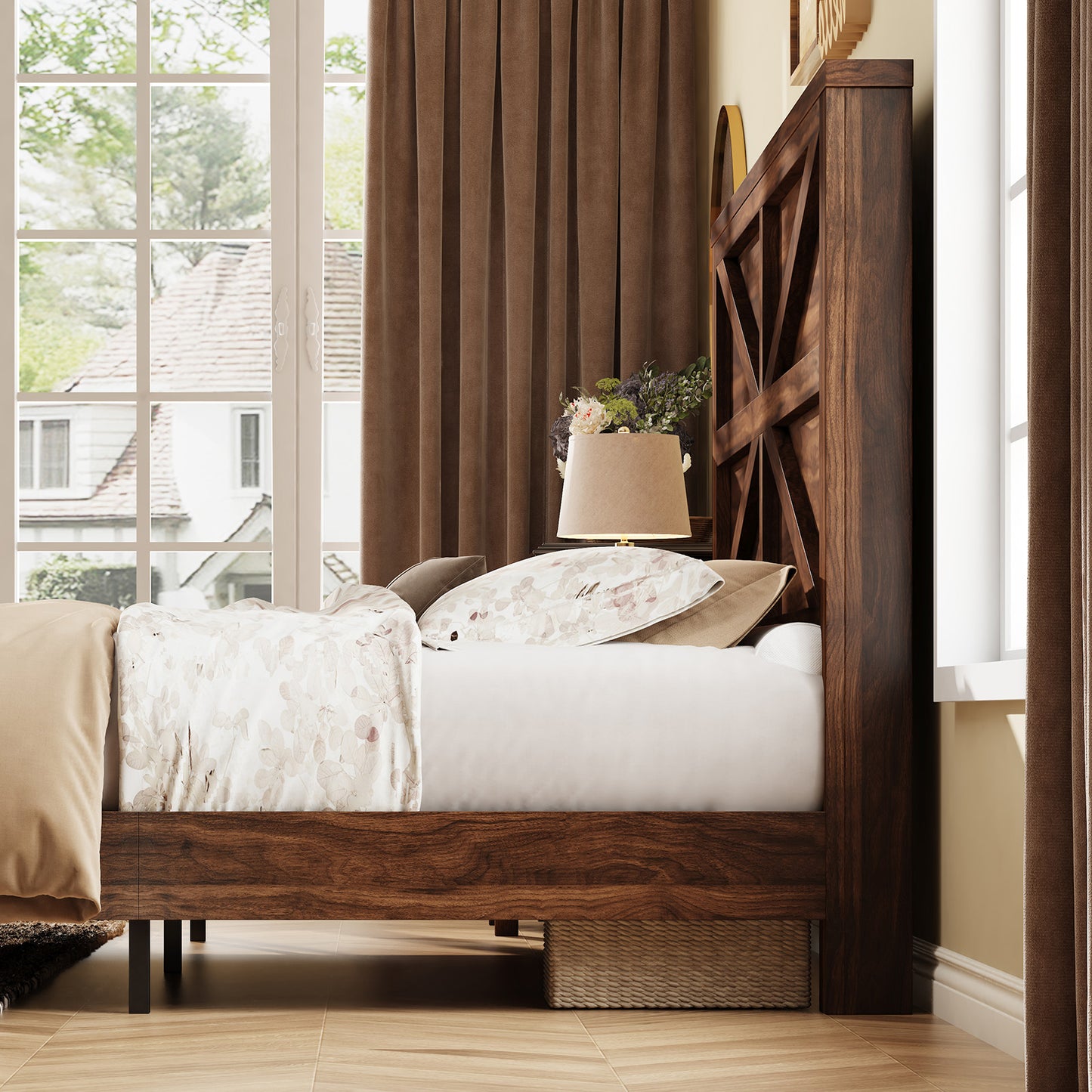 Barrow Bed Frame - Queen / Red Brown