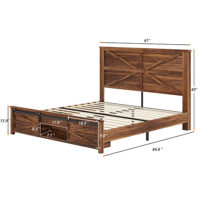 Barrow Bed Frame - Queen / Red Brown