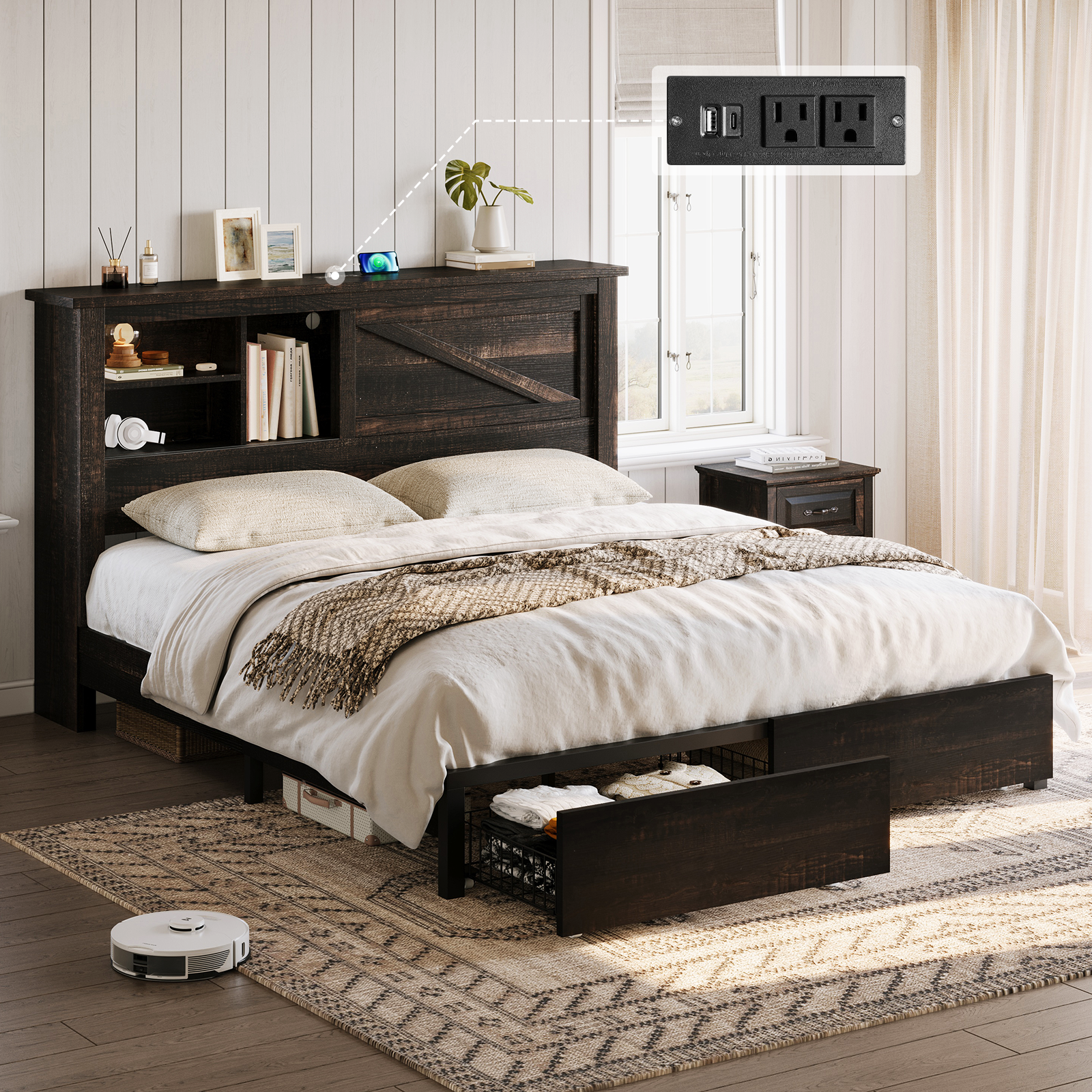 Huxley 47.2"H Storage Bed Frame Amerlife
