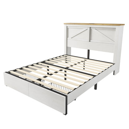 Huxley 47.2"H Storage Bed Frame -?White & Barnwood