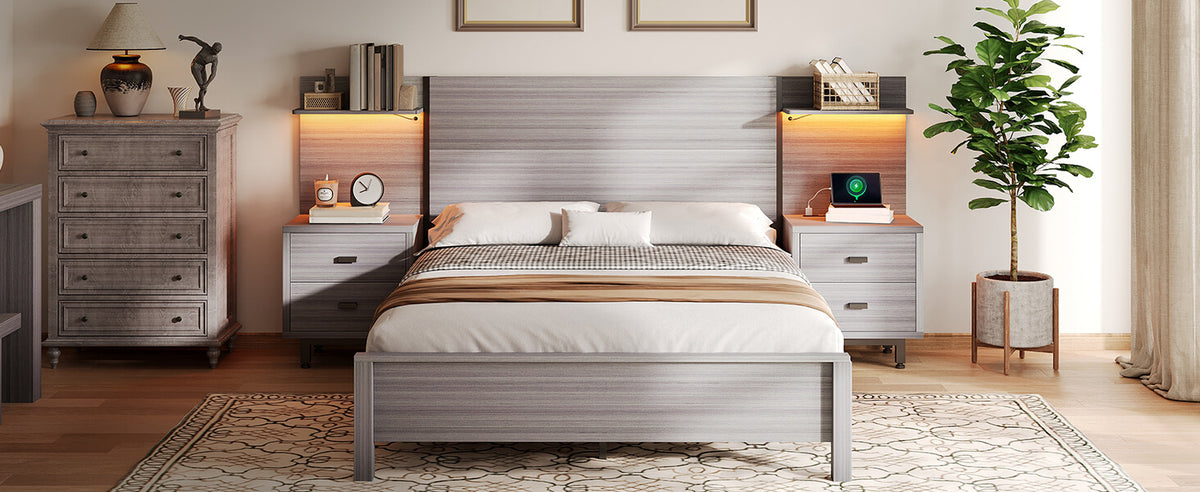 Evelyn Queen Bed Frame-Light Grey