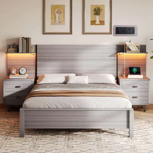Evelyn Queen Bed Frame-Light Grey
