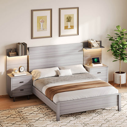Evelyn Queen Bed Frame-Light Grey