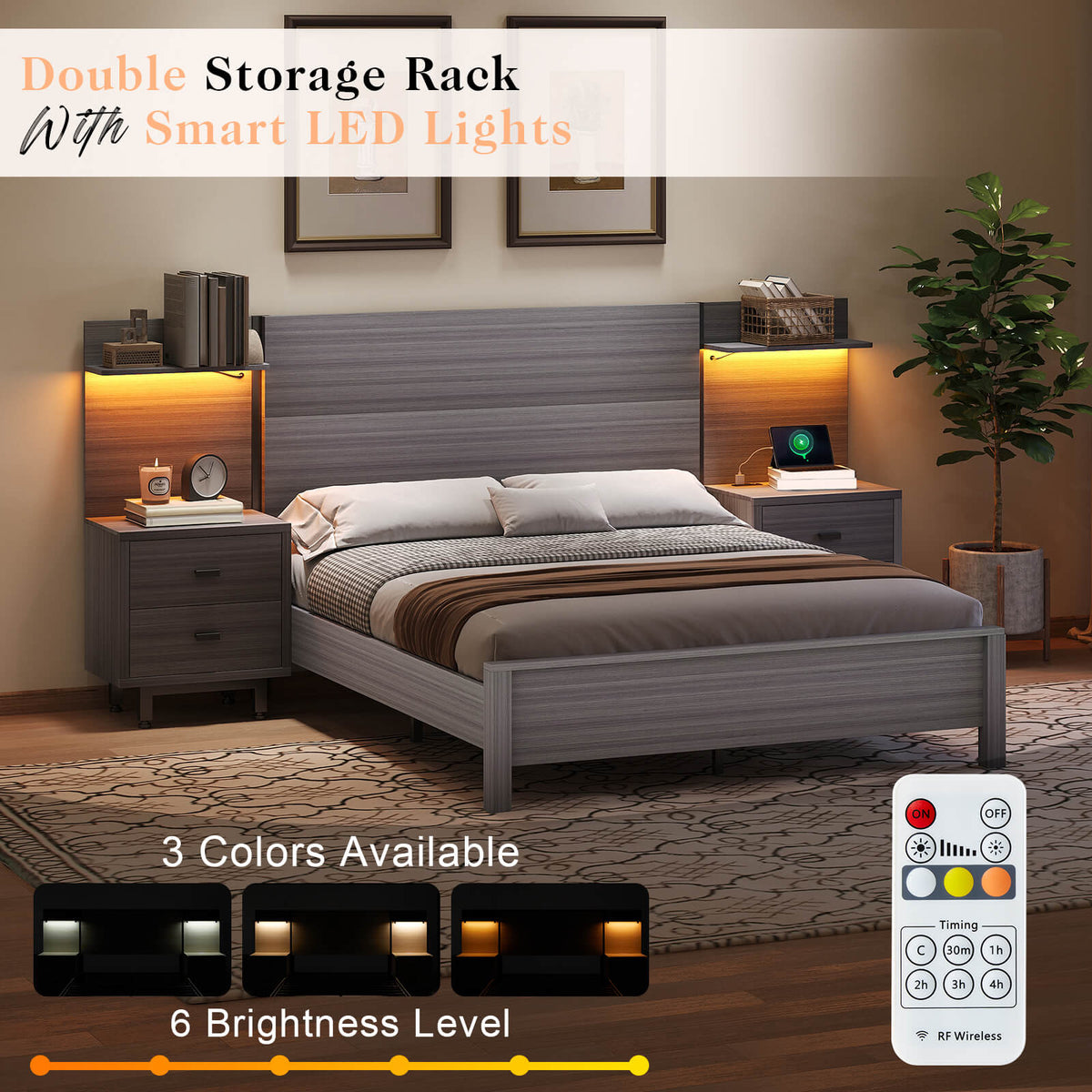 Evelyn Queen Bed Frame-Light Grey