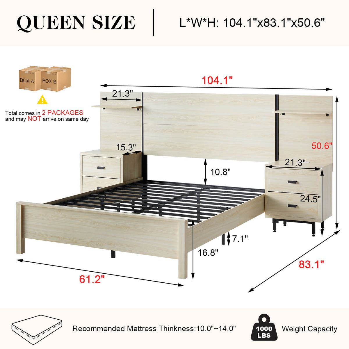 Evelyn Queen Bed Frame-Birch White
