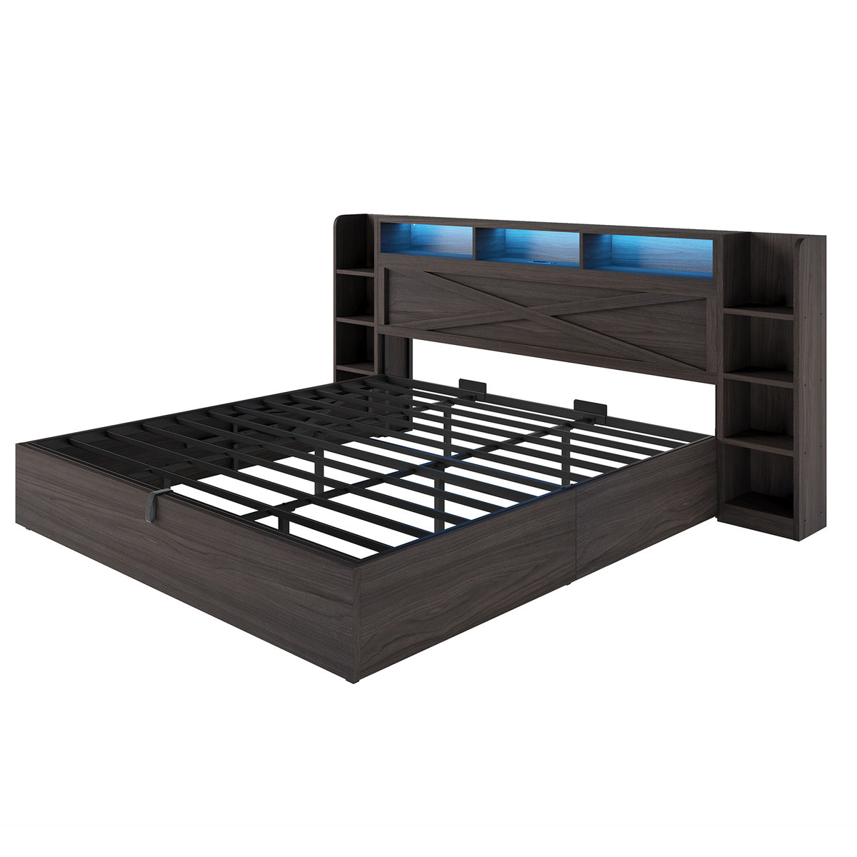 Porter Hydraulic Storage Bed Frame - King / Dark Oak