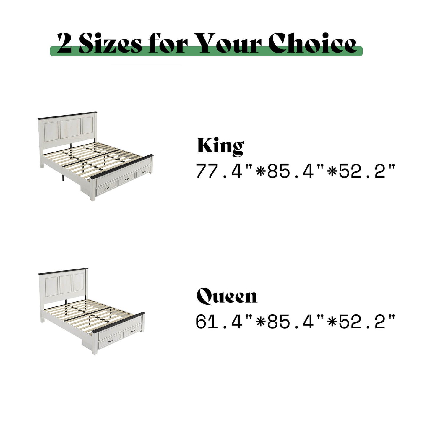 Savannah Bed Frame- Rustic White(King)