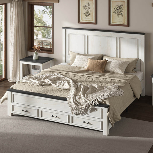 Savannah Bed Frame- Rustic White(King)