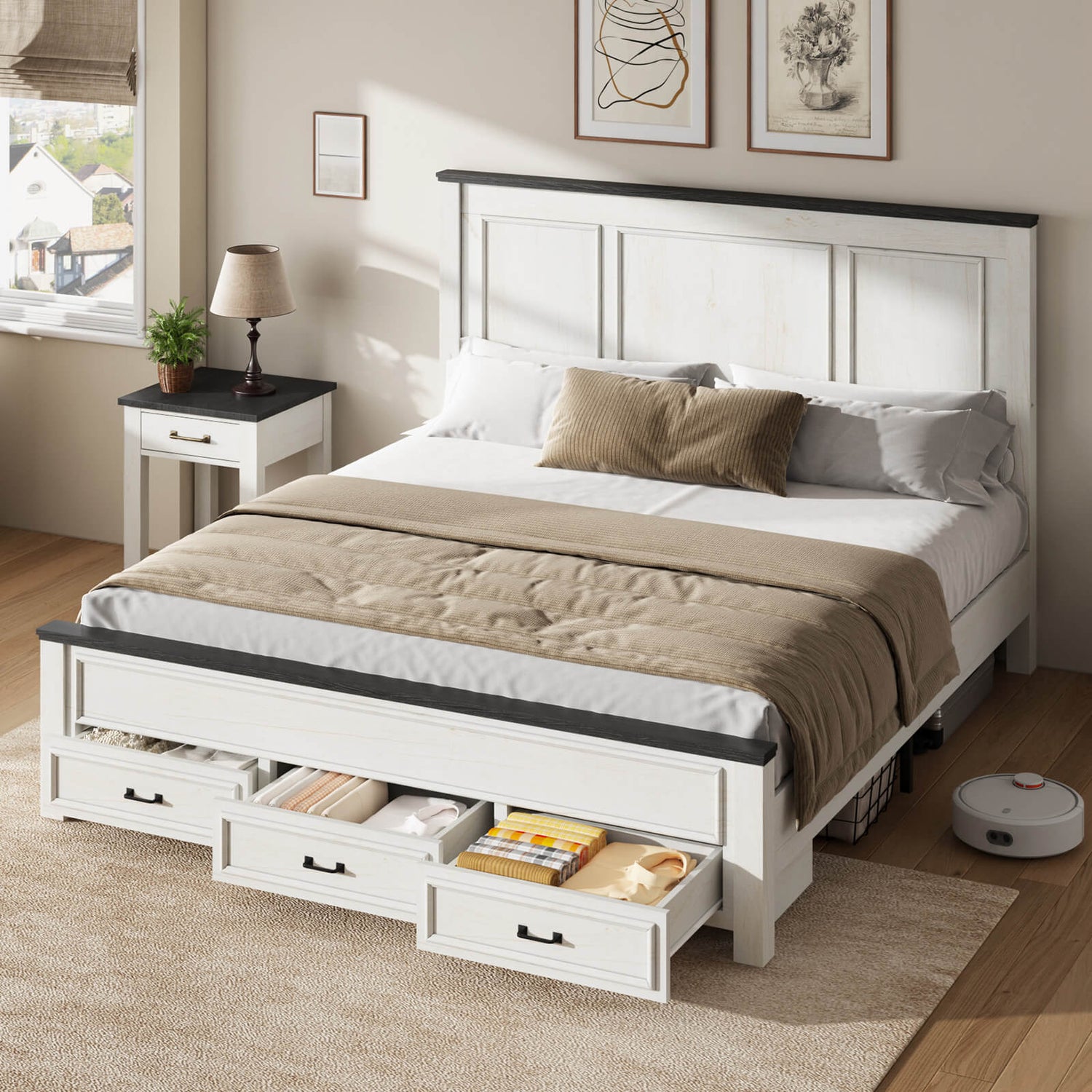 Savannah Bed Frame- Rustic White(King)