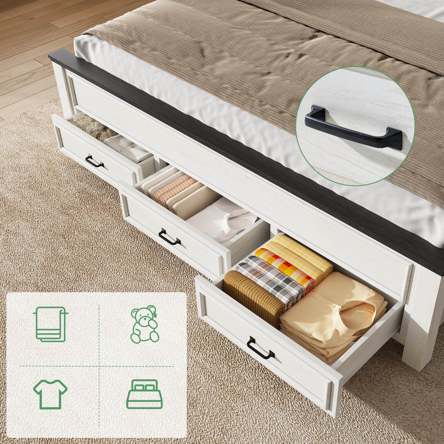 Savannah Bed Frame- Rustic White(King)