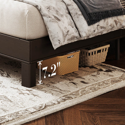 Lunel Queen Solid Wood Bed Frame-Black Brown