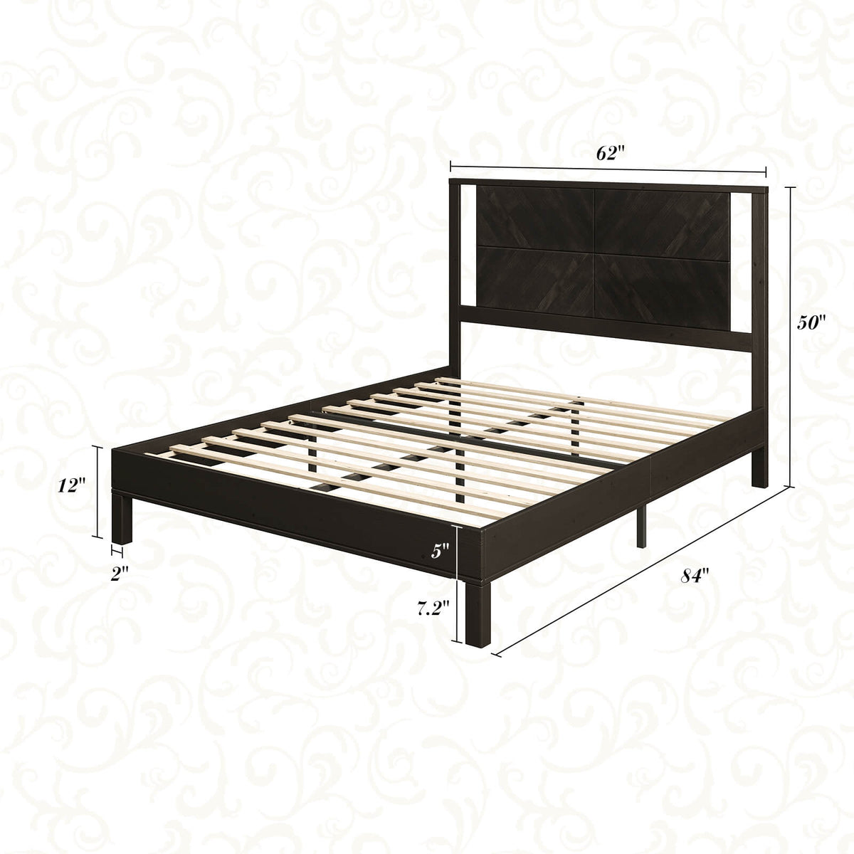 Lunel Queen Solid Wood Bed Frame-Black Brown