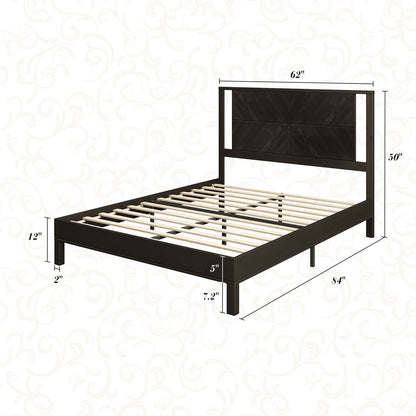 Lunel Queen Solid Wood Bed Frame-Black Brown