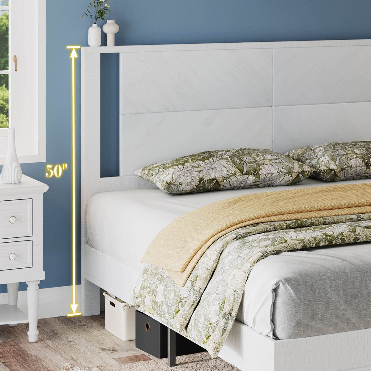 Lunel Queen Solid Wood Bed Frame-Antique White