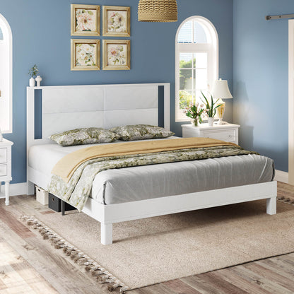 Lunel Queen Solid Wood Bed Frame-Antique White