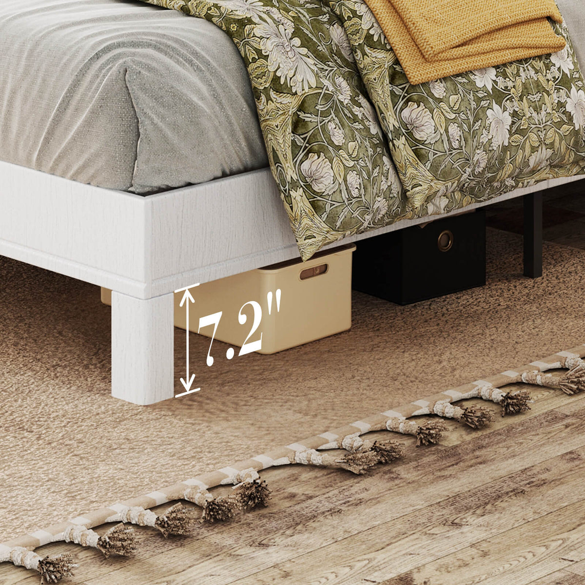 Lunel Queen Solid Wood Bed Frame-Antique White