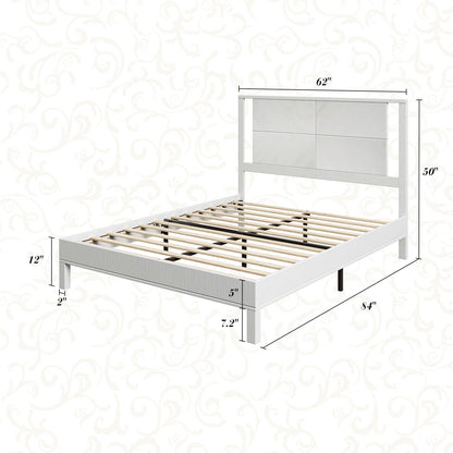 Lunel Queen Solid Wood Bed Frame-Antique White