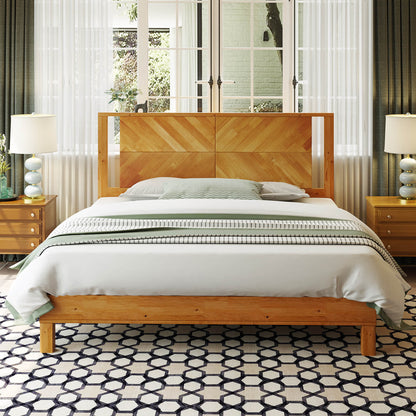 Lunel Queen Solid Wood Bed Frame-Yellowwish Brown
